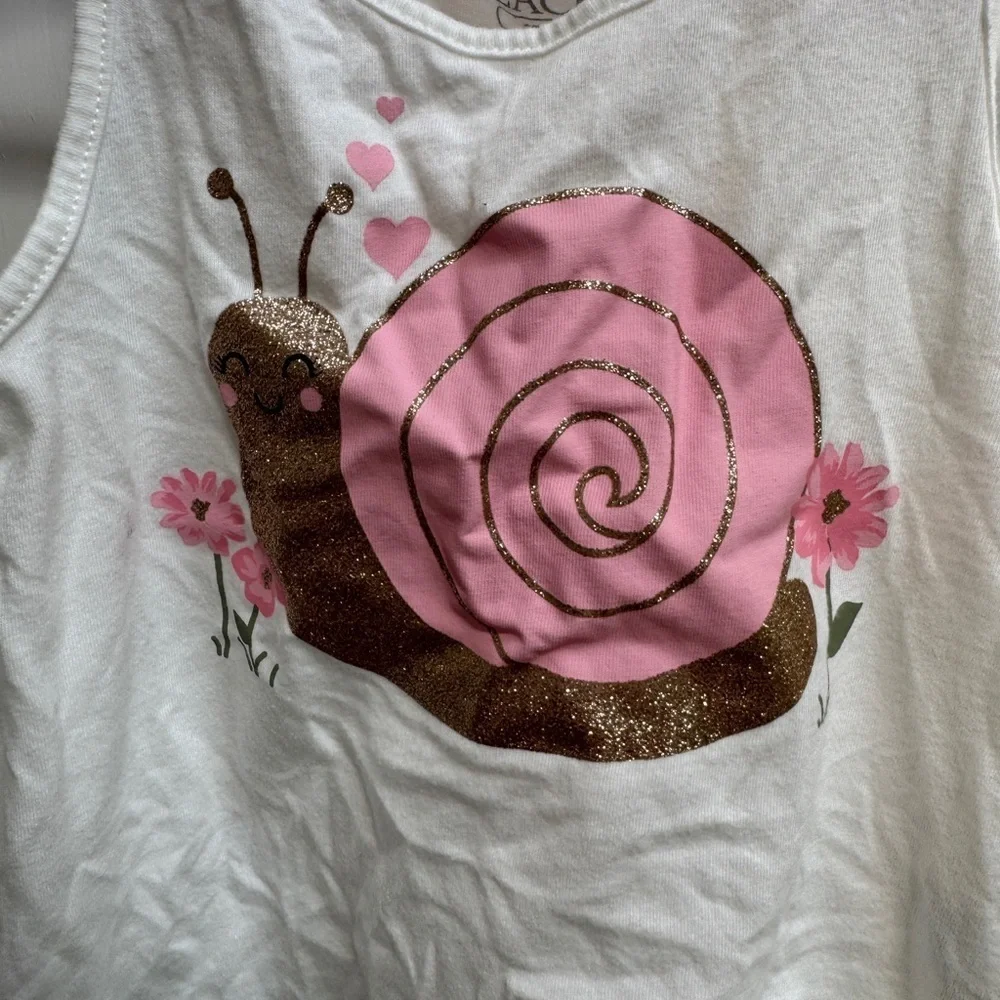 The Children's Place 2T Pink & White Girls Snail Floral Tank Top Blouse